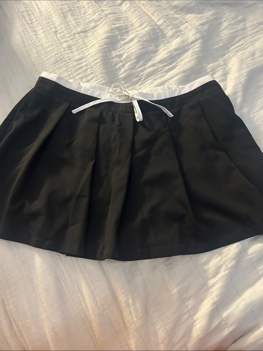 Black Circle Skort with White Trim and Tie